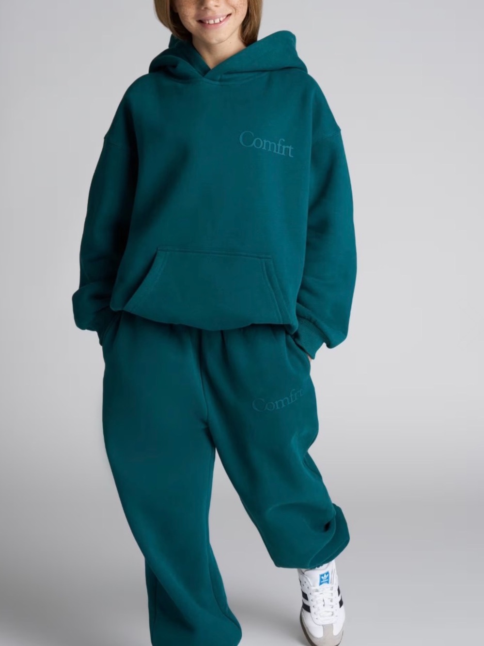 NEW Comfrt Kids Minimalist Hoodie & Sweat Pants Set Youth Alpine Green Large NWT